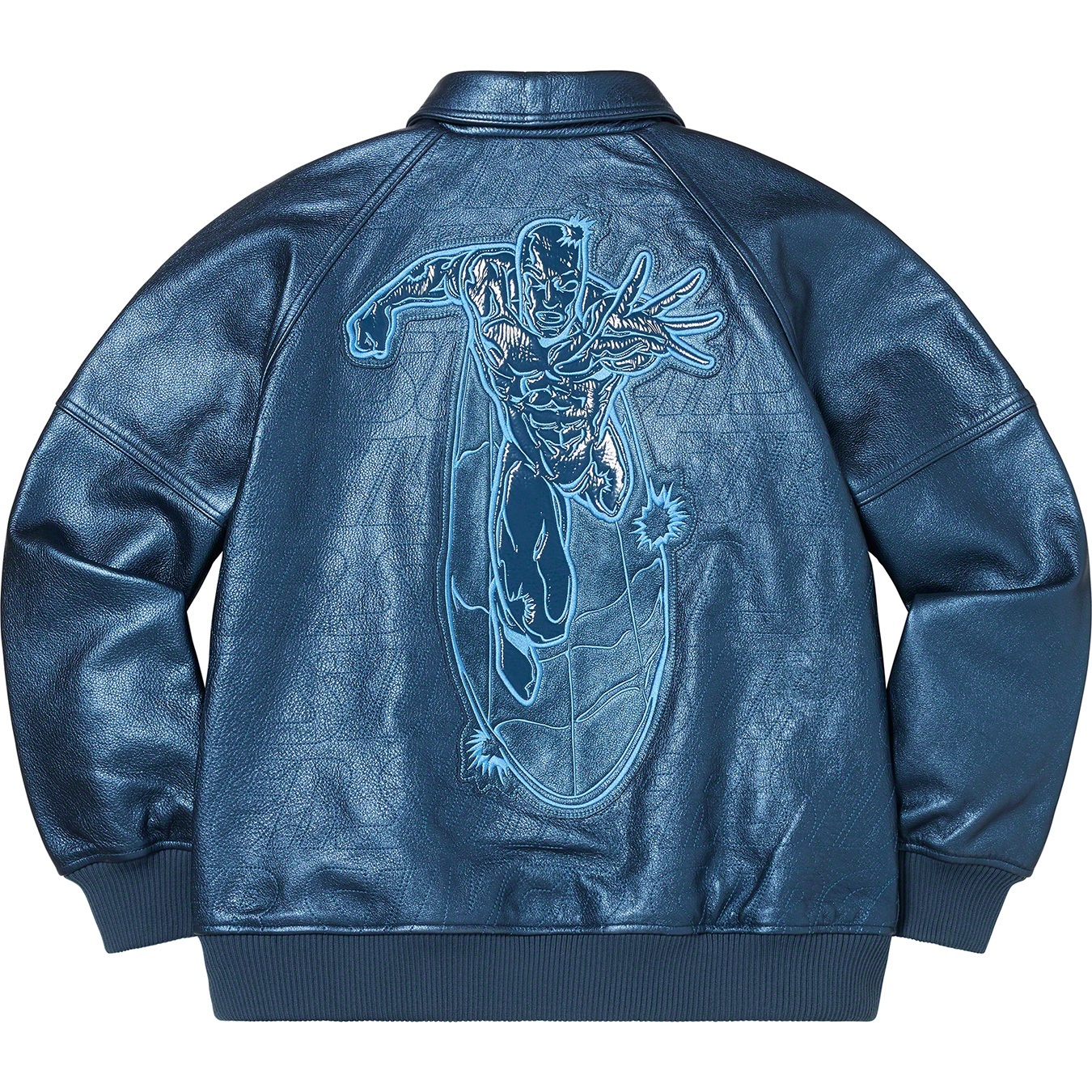 Silver Surfer Leather Varsity Jacket view 12
